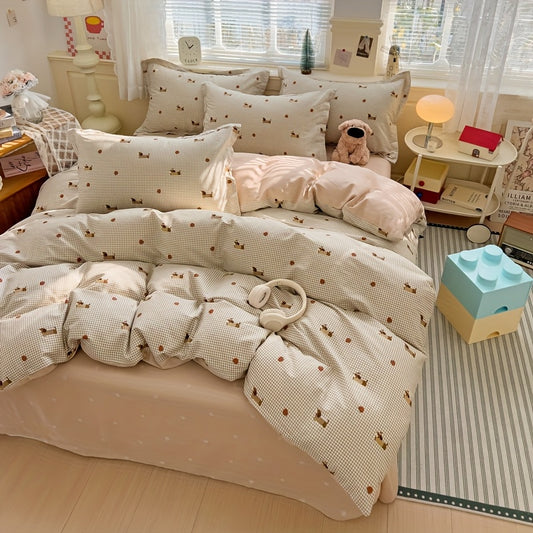 Parure de Lit 3 Pièces 100% Coton – Motifs Teckel – Ultra Douce